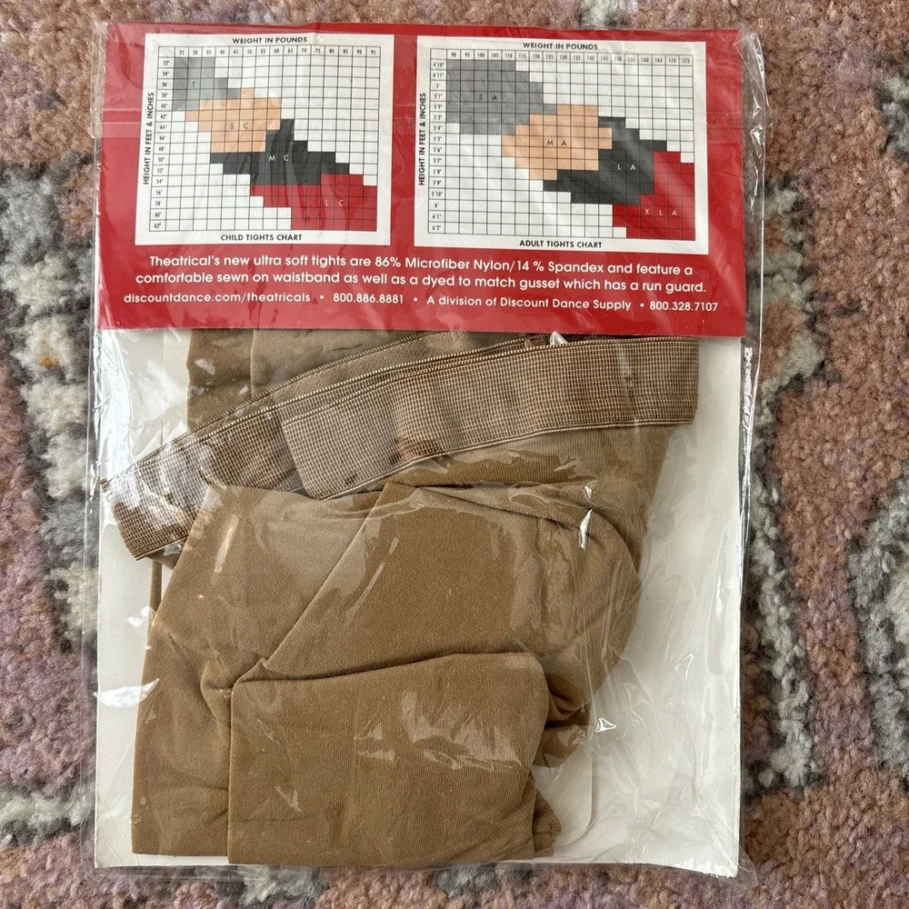 Theatricals Classwear Style T5600 Footless‎ Dance Tights Size Large Caramel